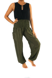 SOLID Green Women Boho Pants Hippie Pants Yoga