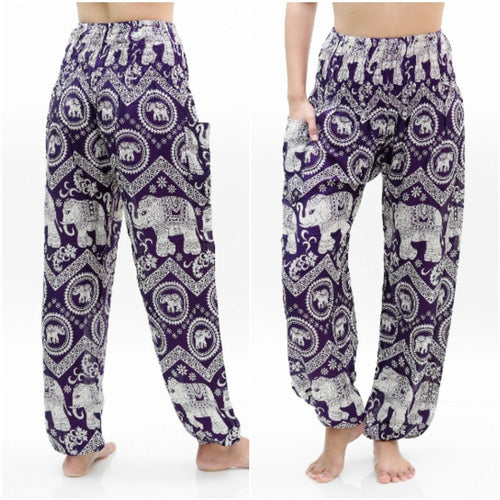 Purple ELEPHANT Pants Women Boho Pants Hippie Pants Yoga