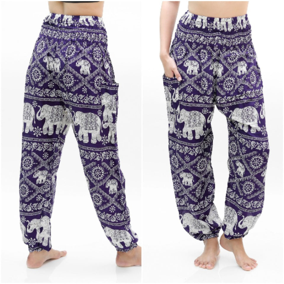 Purple ELEPHANT Pants Women Boho Pants Hippie Pants Yoga