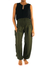 SOLID Green Women Boho Pants Hippie Pants Yoga